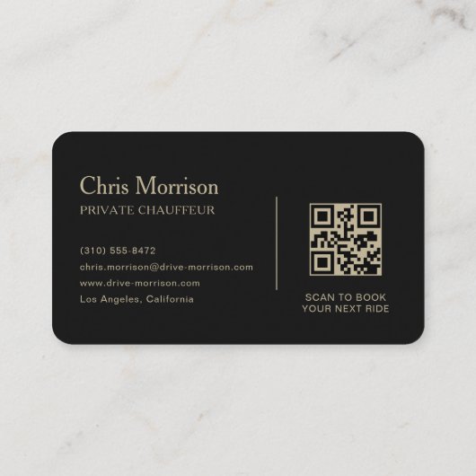 Carte De Visite Black Gold Luxury Transport QR Code (Dos)