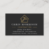 Carte De Visite Black Gold Metal Building Construction QR Code (Devant)