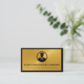 Carte De Visite Black Gold Metallic Chauffeur Driver (Debout devant)