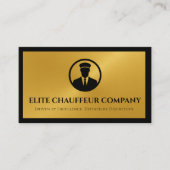 Carte De Visite Black Gold Metallic Chauffeur Driver (Devant)