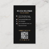 Carte De Visite Black Gold Minimalist Photo QR Code Logo (Dos)