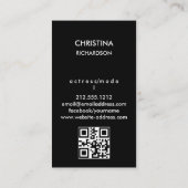 Carte De Visite Black Gold Model Actrice QR Code 2 Photo Collage (Dos)