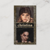 Carte De Visite Black Gold Model Actrice QR Code 2 Photo Collage (Devant)