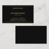 Carte De Visite Black Gold Modern Elegant Modèle Professionnel (Devant / Derrière)