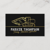 Carte De Visite Black Gold Modern Heavy Machine Operator QR Code (Devant)