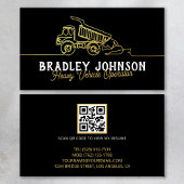 Carte De Visite Black Gold Modern Heavy Vehicle Operator QR Code