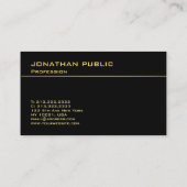 Carte De Visite Black Gold Modern Monogramme Élégant Professionnel (Dos)