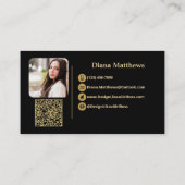 Carte De Visite Black Gold moderne, QR Code photo professionnelle (Dos)