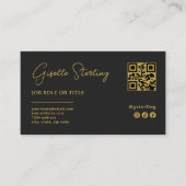 Carte De Visite Black & Gold Professional Company Logo QR Code (Devant)