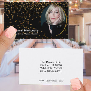 Carte De Visite Black Gold Professional Planner Photo personnalisé