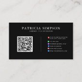 Carte De Visite Black & Gold QR Code with Social Media & Web Links (Dos)