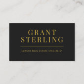 Carte De Visite Black Gold Real Estate Agent QR Code (Devant)