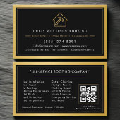 Carte De Visite Black Gold Roofing Construction Services QR Code
