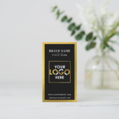 Carte De Visite Black Gold Scannable Digital Contact Code QR Logo (Debout devant)