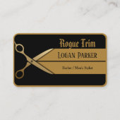 Carte De Visite Black Gold Scissors Modern Barber (Devant)