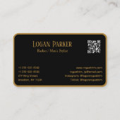 Carte De Visite Black Gold Scissors Modern Barber (Dos)