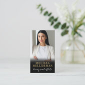 Carte De Visite Black Gold Script Luxe Immobilier Photo (Debout devant)