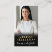 Carte De Visite Black Gold Script Luxe Immobilier Photo (Devant)