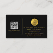 Carte De Visite Black Gold Signature Script QR Code Médias sociaux (Dos)