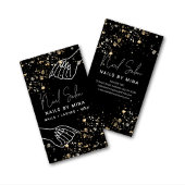 Carte De Visite Black Gold Specks Hand Nail Salon