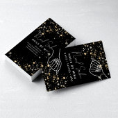 Carte De Visite Black Gold Specks Hand Nail Salon
