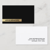 Carte De Visite Black Gold Stripe moderne (Devant / Derrière)