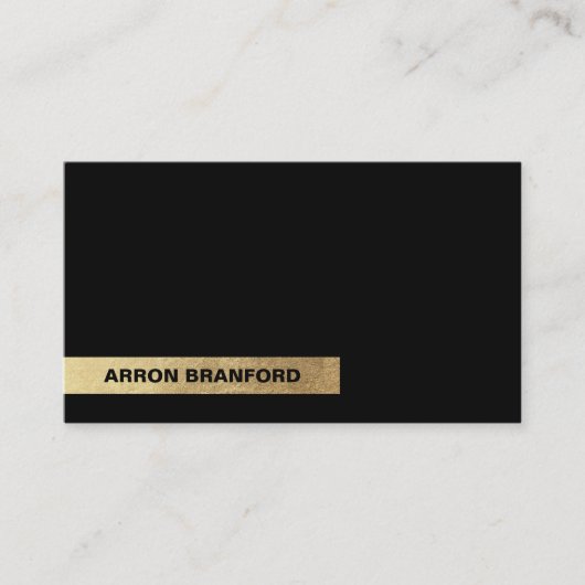 Carte De Visite Black Gold Stripe moderne (Devant)