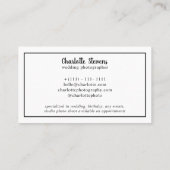 Carte De Visite Black gold wedding photographer collage (Dos)