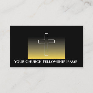 Carte De Visite Black Gold White Cross Outline Church Pastor