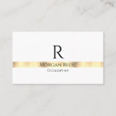 Carte De Visite Black Gold White Design, QR Code, nom et monogramm (Devant)