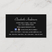 Carte De Visite Black Gold Zebra Bow Boutique (Dos)
