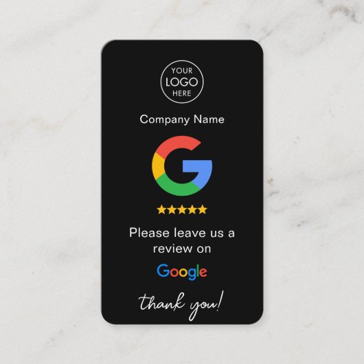 Carte De Visite Black Google Commentaires QR Code Business Review (Devant)