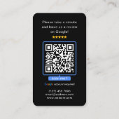 Carte De Visite Black Google Commentaires QR Code Business Review (Dos)