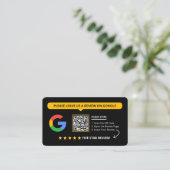 Carte De Visite Black Google Commentaires QR Code Business Review  (Debout devant)