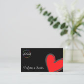 Carte De Visite Black Gorgeous Red Heart mignonne avec logo et pho (Debout devant)