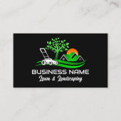 Carte De Visite Black Green Modern Lawn Care Landscaping (Devant)