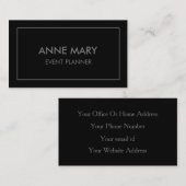 Carte De Visite Black Grey Event Planner Modern Elegant Cool (Devant / Derrière)
