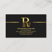 Carte De Visite Black Grey Layers Gold Line Agent immobilier (Dos)