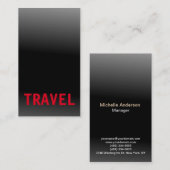 Carte De Visite Black Grey Red Travel Agent Professionnel (Devant / Derrière)