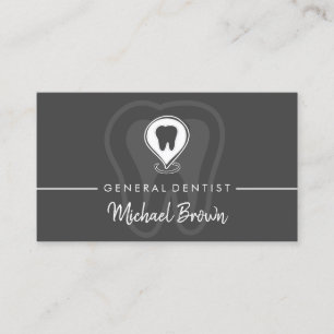 Carte De Visite Black Gris Dentist Tooth moderne