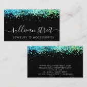 Carte De Visite Black Holographic Parties scintillant Bijoux Bouti (Devant / Derrière)