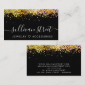 Carte De Visite Black Holographic Parties scintillant Bijoux Bouti (Devant / Derrière)