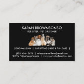 Carte De Visite Black Home Animal de compagnie Six Chiens Cinq Cha (Dos)