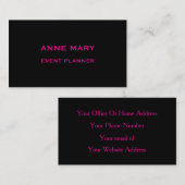 Carte De Visite Black Hot Pink Retro Modern Trendy Professional (Devant / Derrière)