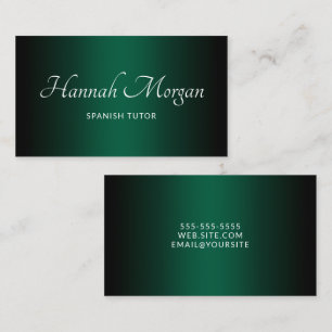 Carte De Visite Black Hunter Green Ombre Élégant Script