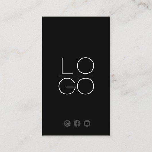 Carte De Visite Black IG, FB, YouTube Social Modern QR Code (Dos)