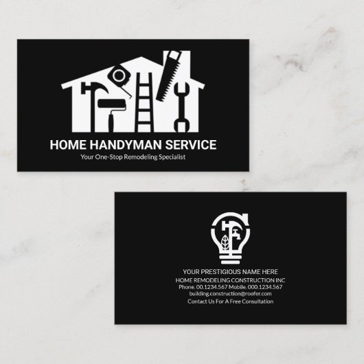 Carte De Visite Black Layer White Home Handman Tools (Devant / Derrière)