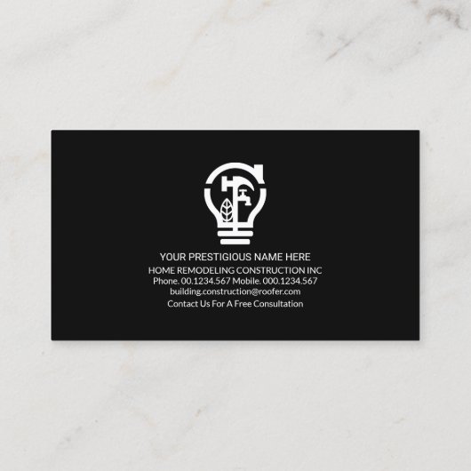 Carte De Visite Black Layer White Home Handman Tools (Dos)