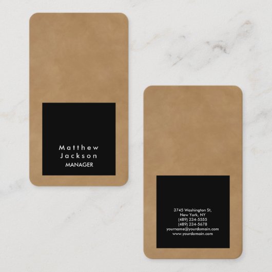 Carte De Visite Black Light Brown moderne Plain professionnel tend (Devant / Derrière)