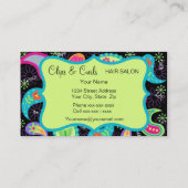 Carte De Visite Black Lime Green Moderne Paisley Whimsy Motif (Dos)